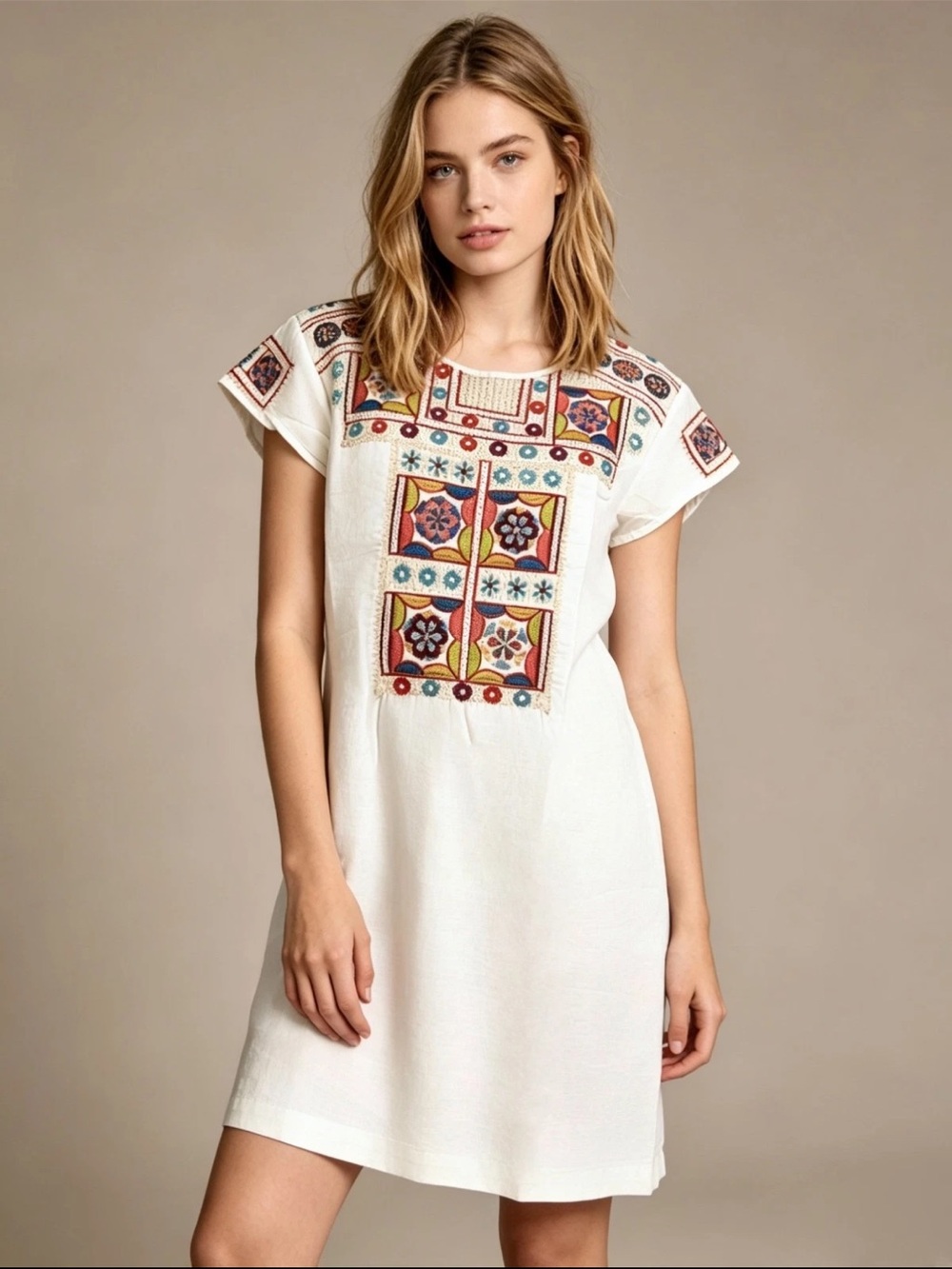 JW Los Angeles White Embroidered Mini Dress - XS